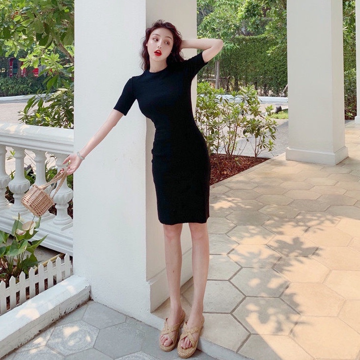 Váy body polo nữ - Đầm dáng ôm tay ngắn cổ tròn co dãn 4 chiều hàng đẹp Quảng Châu cao cấp | BigBuy360 - bigbuy360.vn