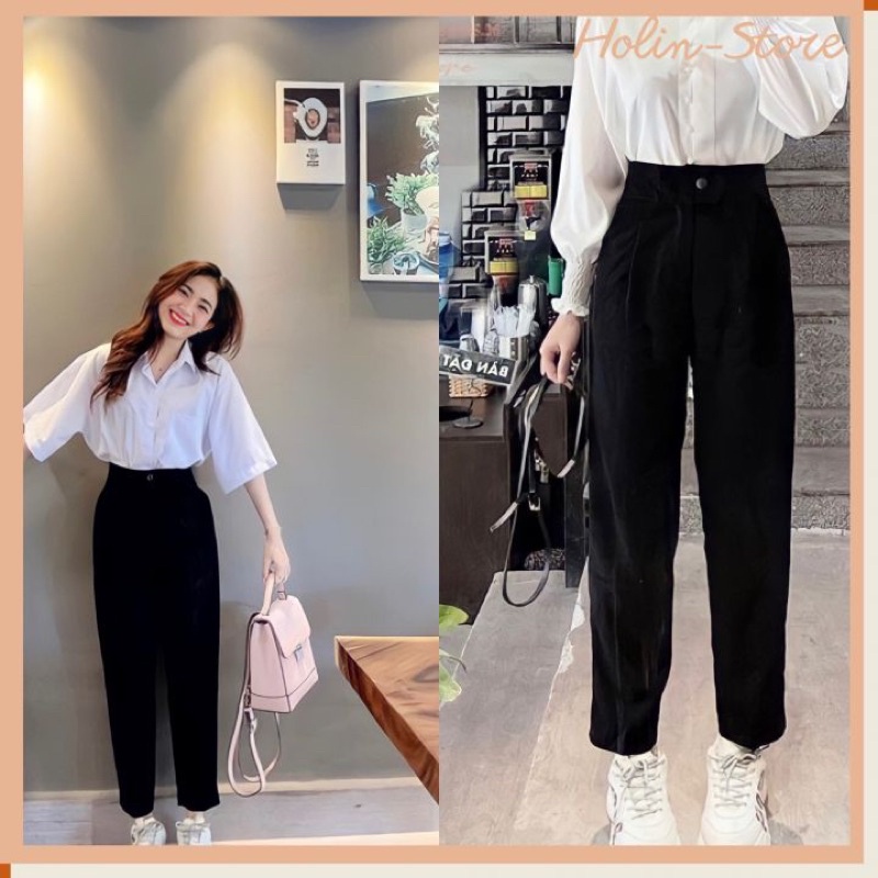 ✷Quần âu lưng cao nữ, Tây baggy,chất vải tuyết mưa dày đẹp, mix với áo sơ mi phông mặc đi học làm #