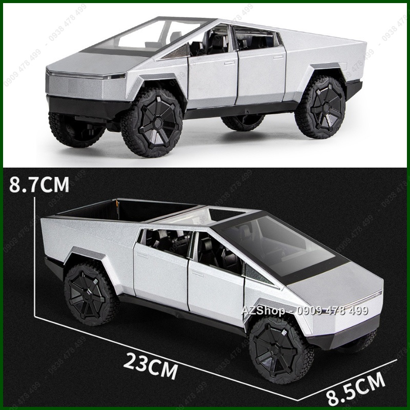 Mô Hình Kim Loại Xe Bọc Thép Tesla CyberTruck Kèm Motor - Tỉ Lệ 1:24