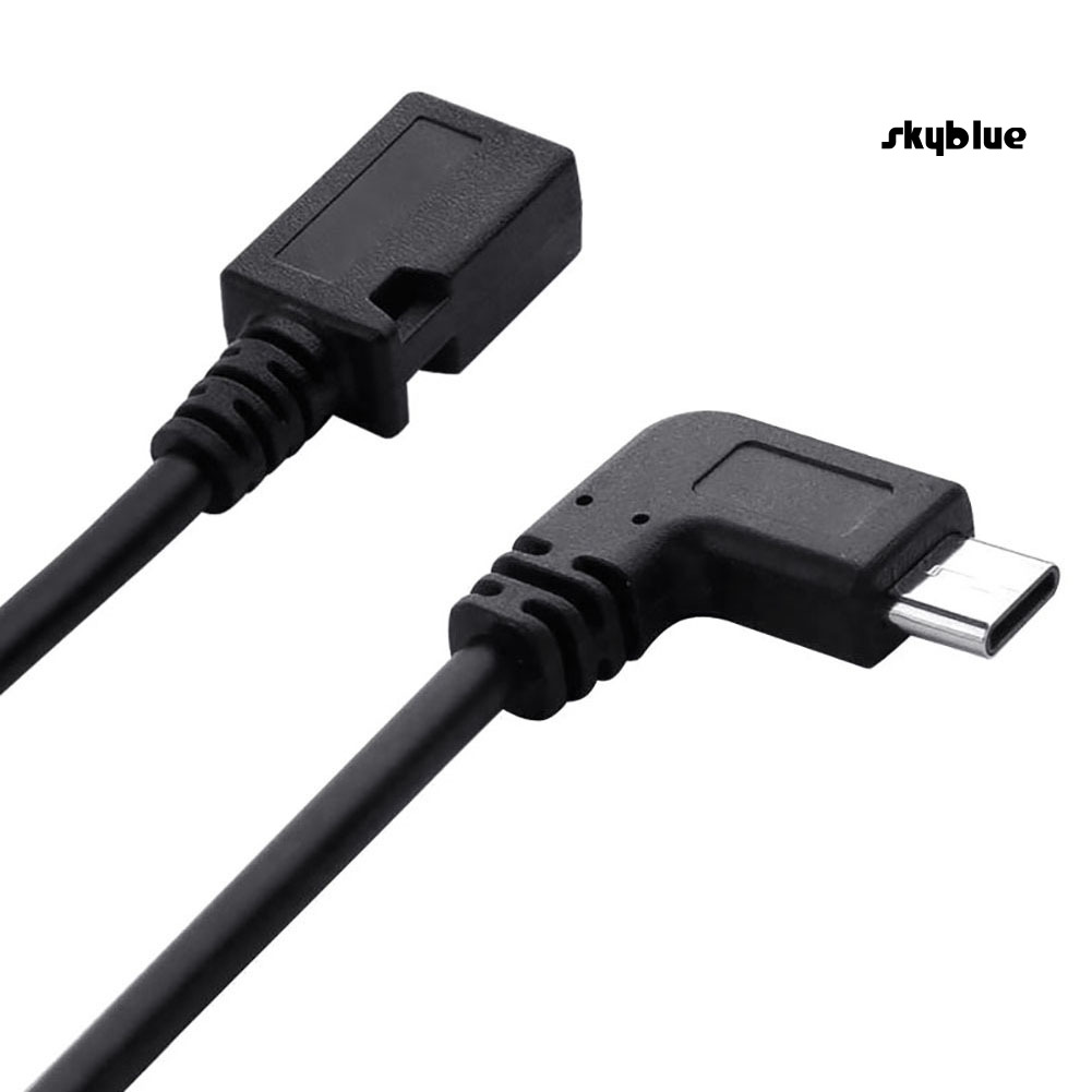 [SK]25cm USB 3.1 Type C Male Left Right Angle to Micro USB 5-Pin Female Sync Cable