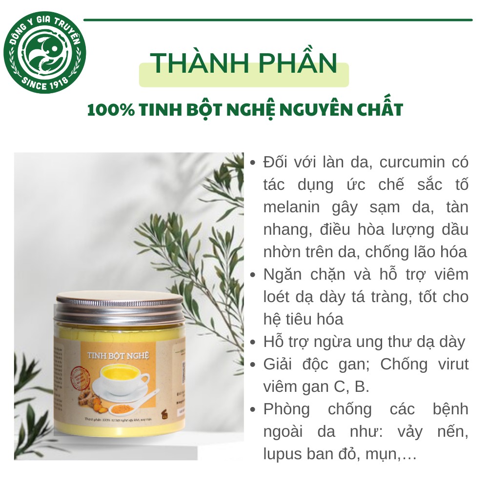 Tinh bột nghệ nguyên chất Đông y gia truyền Thông Cát(Since 1918)_sáng da mờ thâm mụn, hỗ trợ giảm đau, loét dạ dày