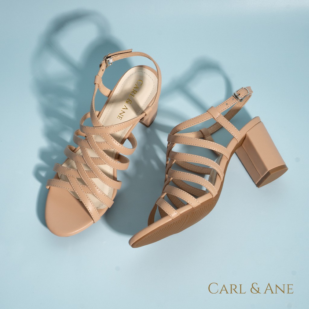 [Mã WABRTL3 -10% đơn 250K]Carl &amp; Ane - Giày sandal chiến binh nữ gót cao 7cm màu đen _ CS001