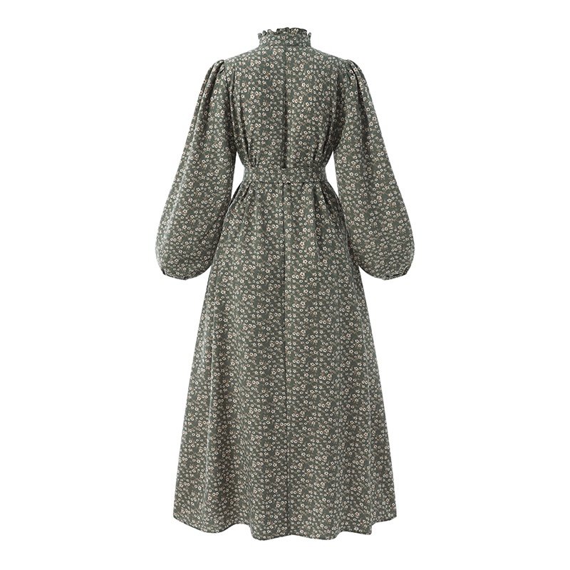 Đầm dài Zanzea tay phồng cổ tròn in họa tiết hoa phong cách cổ điển dành cho nữ