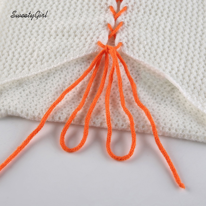 Áo Dệt Kim Hai Dây Dáng Ôm Màu Sắc Tương Phản Quyến Rũ Dành Cho Nữ