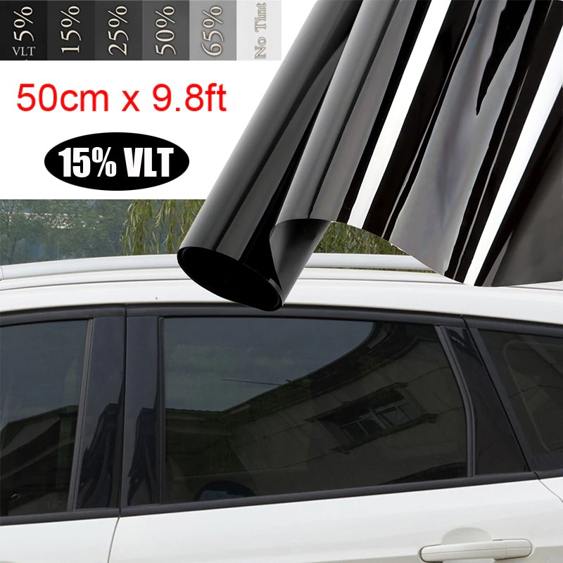 Sticker màu đen 1/15/50% dán cửa kính xe ô tô chống nắng 300cm