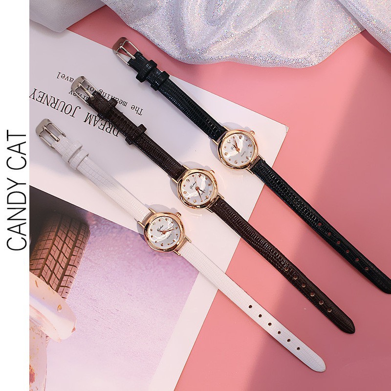 Đồng hồ nữ Yuhao2 dây da cao cấp mặt tròn đa giác Bán lẻ giá sỉ