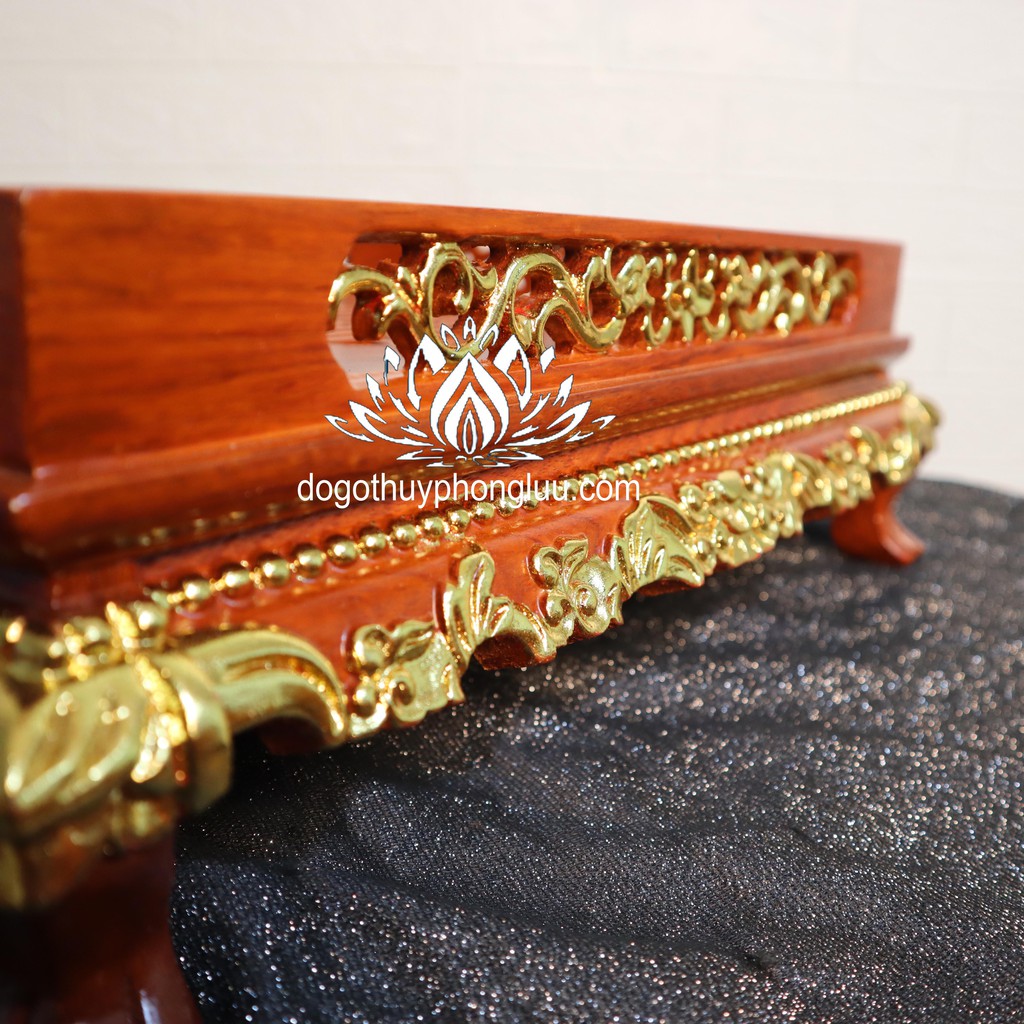 Khay trà rồng trầu vàng gỗ hương, Bàn trà chân quỳ 2 cỡ 38x26 và 45x35