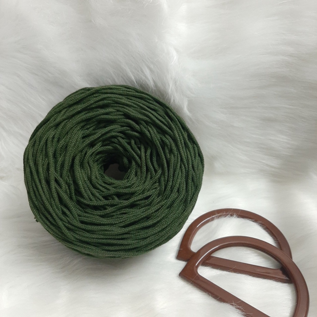 Dây dệt mắt na, dây làm túi - 3mm- Xanh rêu