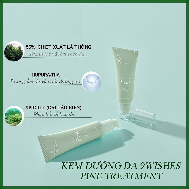 Bộ 4 Sản Phẩm Phục Hồi Da, Thu Nhỏ Lỗ Chân Lông 9 Wishes PINE (Toner 150ml + Serum 50ml + Kem 50ml +Kem chống nắng 50ml)