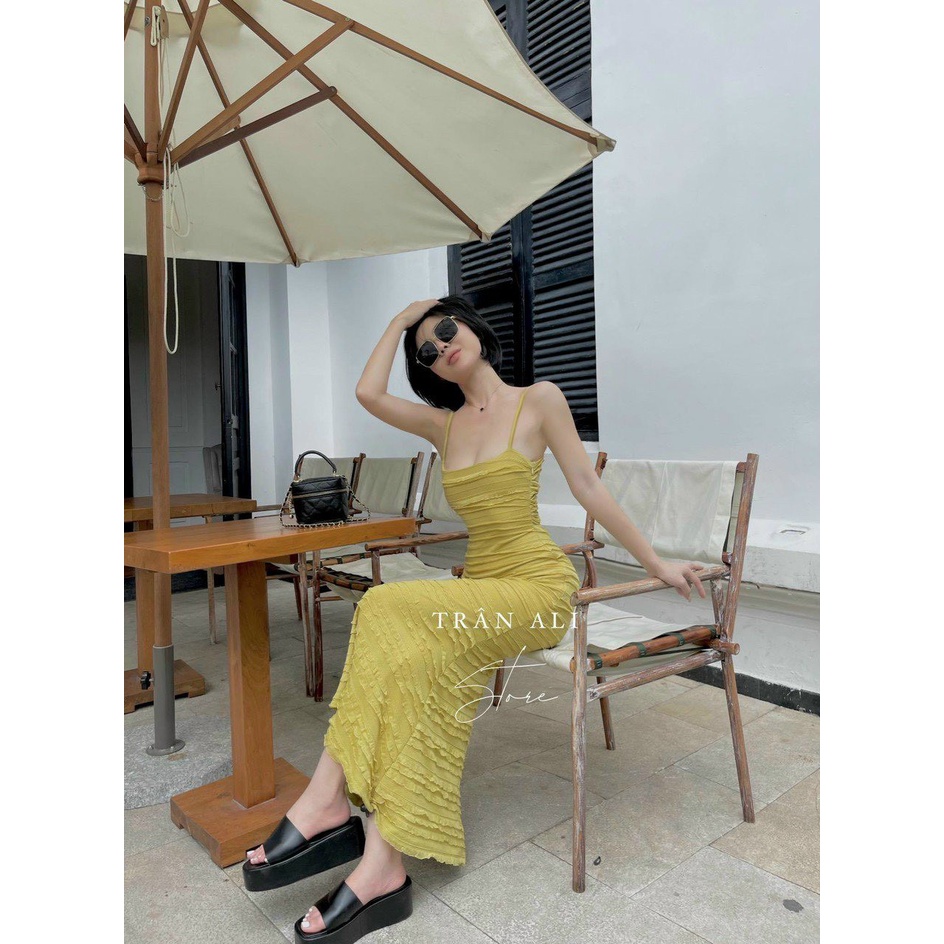 Đầm body xốp dáng dài xoắn sau lưng siêu đẹp, Thích hợp mặc đi tiệc đi chơi