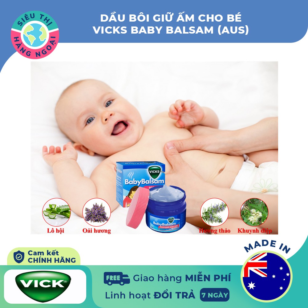 Dầu Vicks Baby Balsam Úc Bôi Ấm Ngực Cho Bé