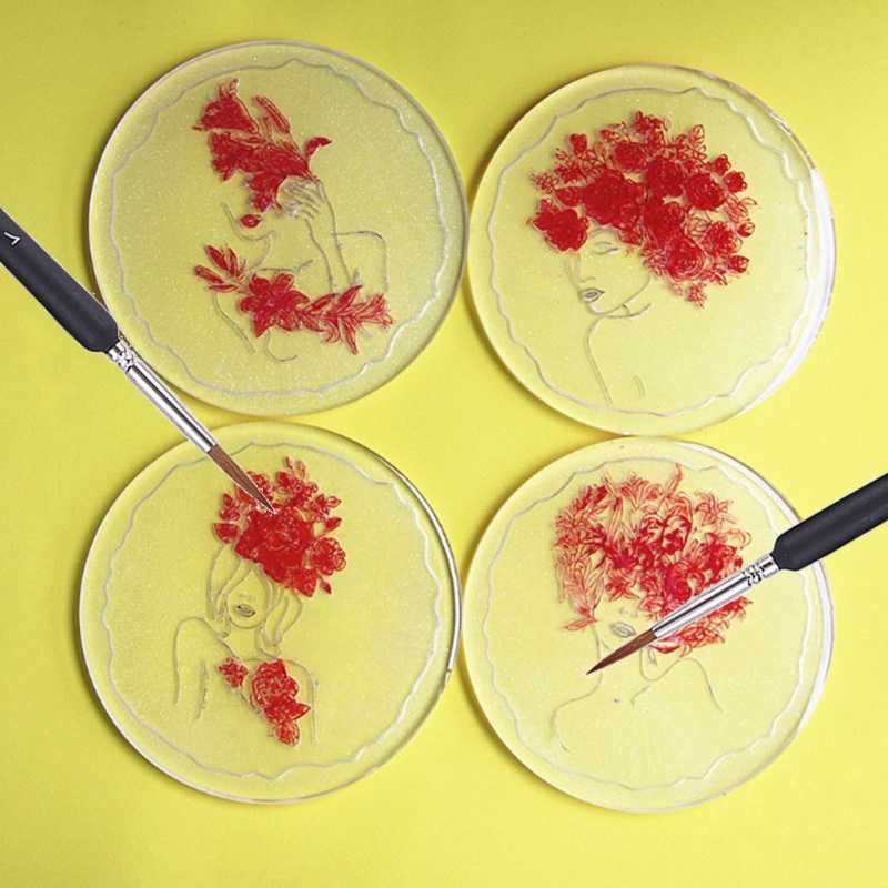 Set 10 Cọ Vẽ Tranh Sơn Dầu / Màu Nước / Acrylic Đầu Lông Sói Chuyên Dụng