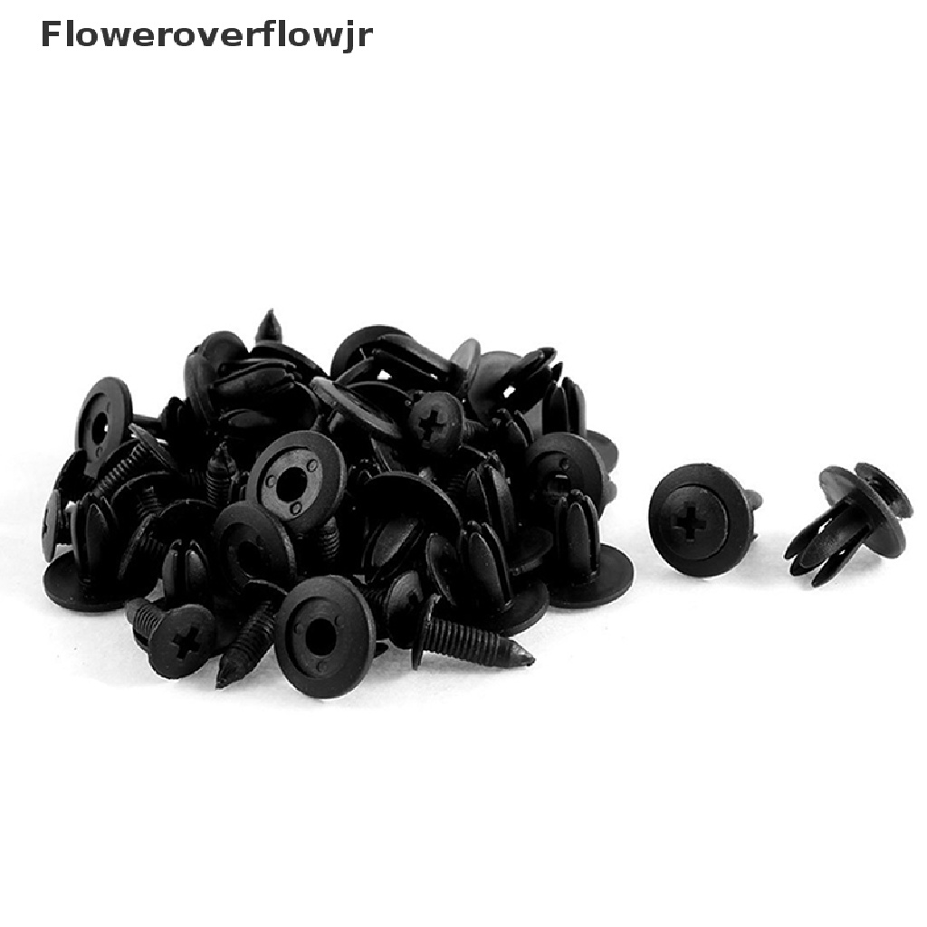 FENDER Set 50 đinh tán nhựa màu đen cho xe hơi