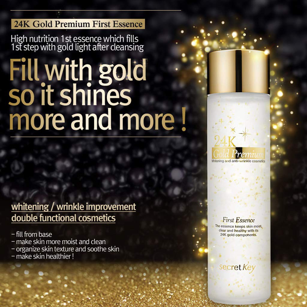 Tinh chất phục hồi dưỡng trắng da làm mờ vết thâm Secret Key 24K Gold Premium First Essence 150ml (vàng)