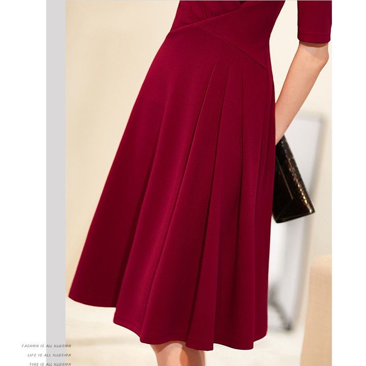 ĐẦM CÔNG SỞ ĐẮP NGỰC XẾP LI | ĐẦM NỮ ĐẦM DÁNG XOÈ | BigBuy360 - bigbuy360.vn