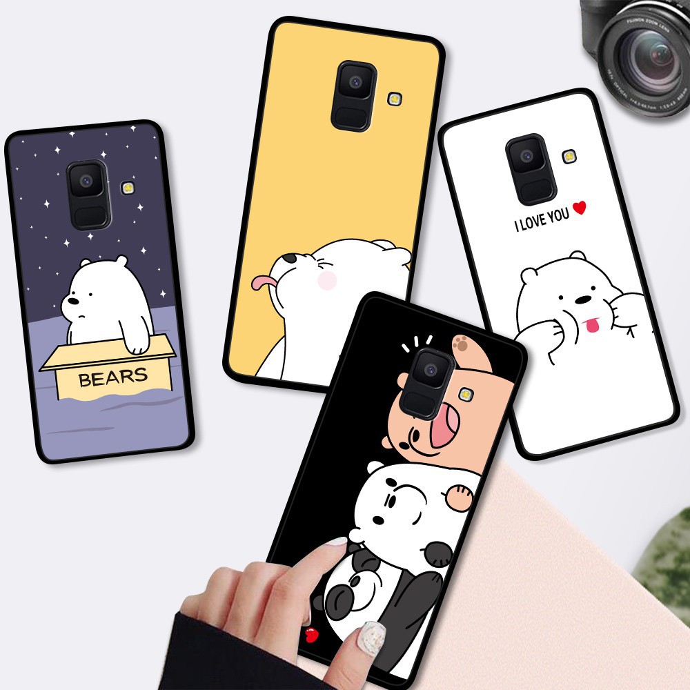 Samsung Galaxy A7 A6 A8 A9 2018 Plus Pro 2019 A9S Star A8S A6+ A8+ A750 A530 A730 For Soft Case Silicone Casing TPU Cute Cartoon We Bare Bears Phone Full Cover Simple Macaron Matte Shockproof Back Cases