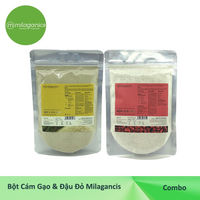 Combo Bột Cám gạo 200g và Bột Đậu đỏ 200g Milaganics | BigBuy360 - bigbuy360.vn