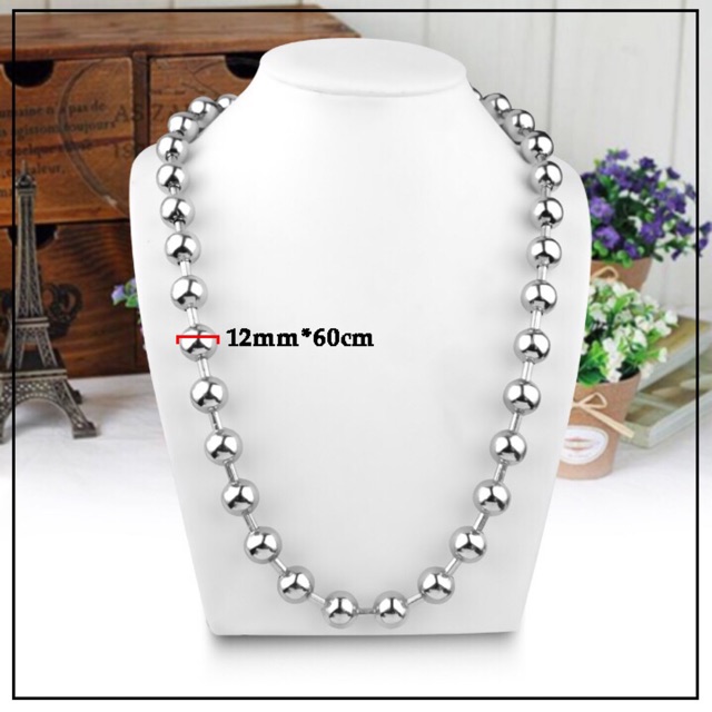 Dây chuyền ball chain inox nam nữ bi tròn 12Ly