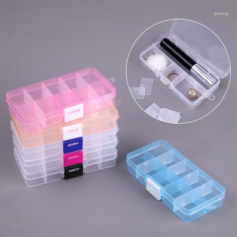 QQ Hộp Nhựa Trong Suốt 10 Ngăn Có Nắp Đậy Dùng Đựng Thuốc Trang Sức Nhiều Màu Sắc