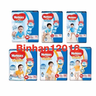 Bỉm Huggies quần M74, L68, XL62; dán M76, L68, XL62 -Shop Binhan12018