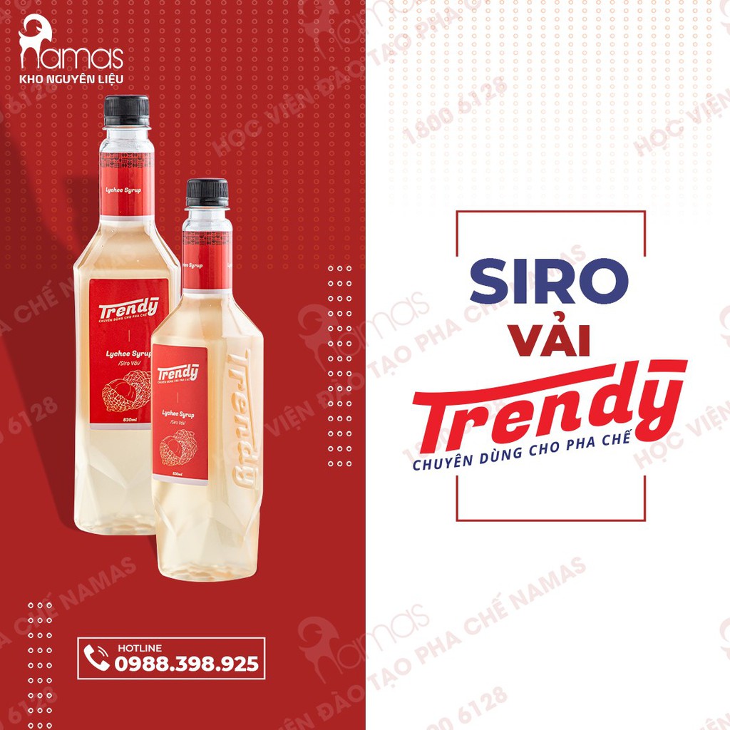 Syrup Trendy Vải/Lychee chai nhựa 830ml