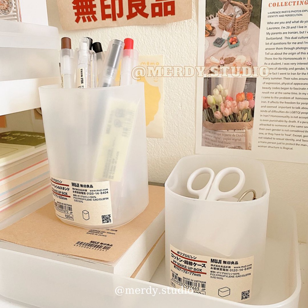 Hộp nhựa MUJI chính hãng nhiều size đựng đồ để bàn - ảnh thật, có bill