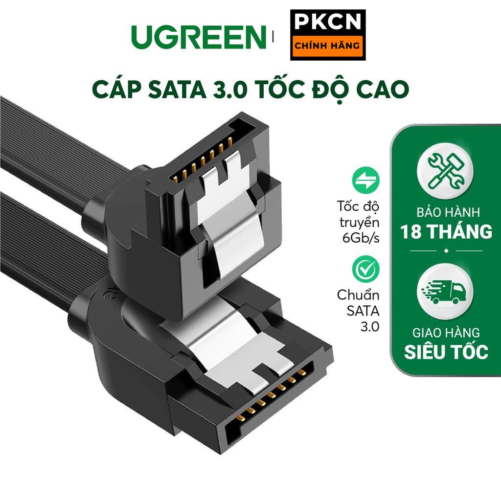 Cáp SATA 3.0 đầu thẳng, đầu vuông góc, nối dài, truyền tốc độ cao 6Gb/s, dài 0.5m UGREEN US217 PKCNH