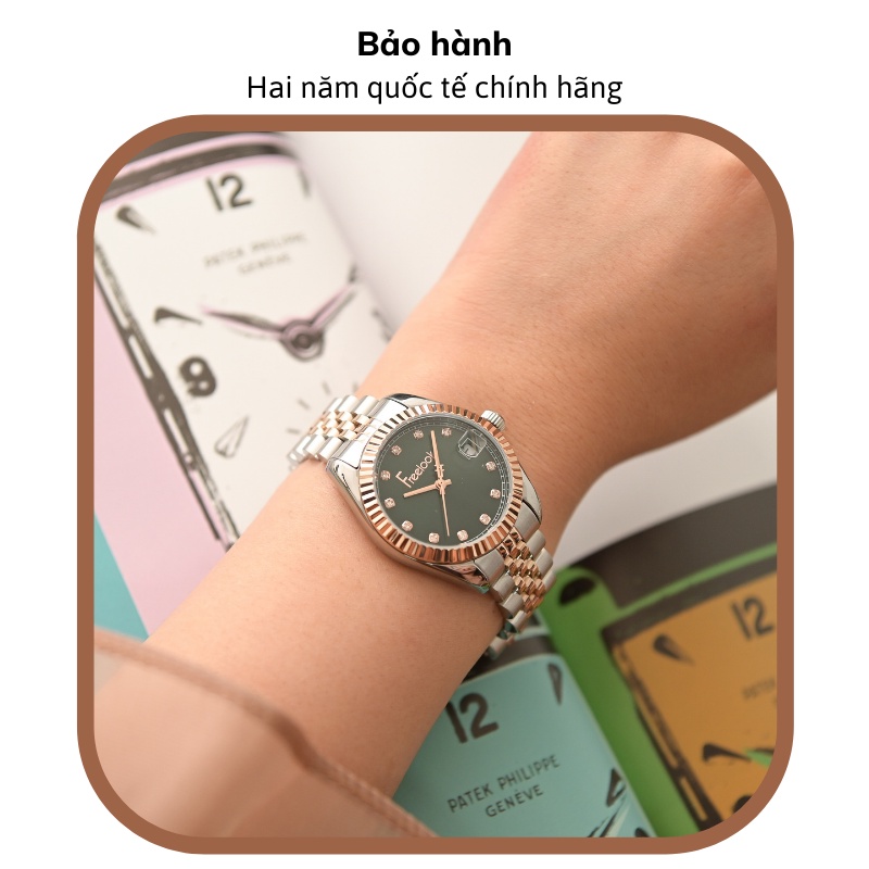 Đồng hồ Freelook FL.1.10214 nữ đẹp mặt nhỏ đính đá, mặt kính chống xước, chống nước, dây thép cao cấp chính hãng