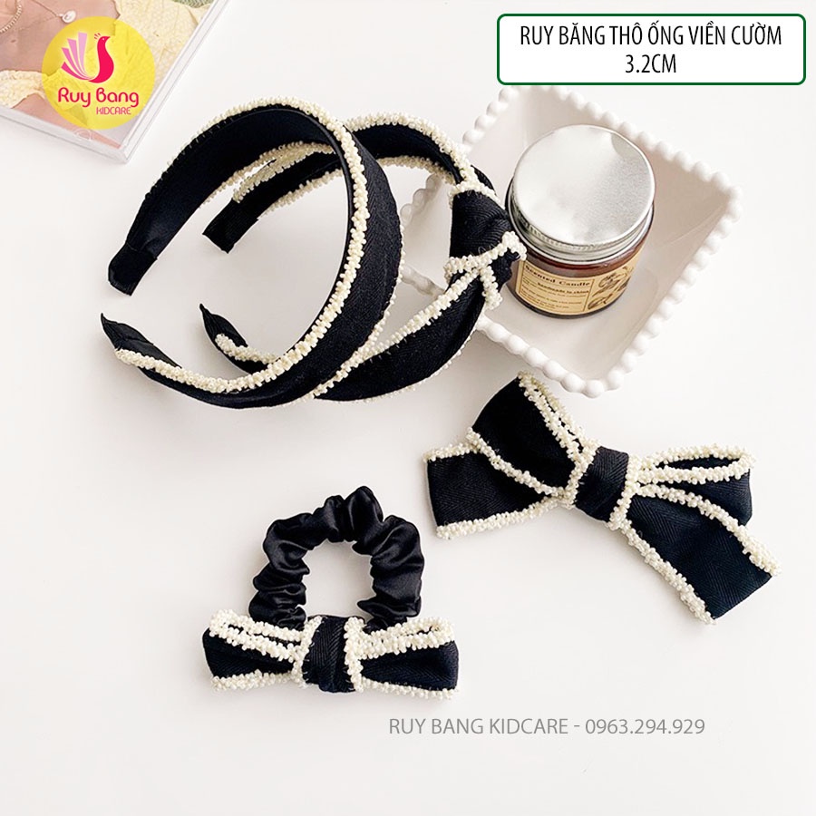 Ruy băng thô ống viền cườm 3.2cm RB2222