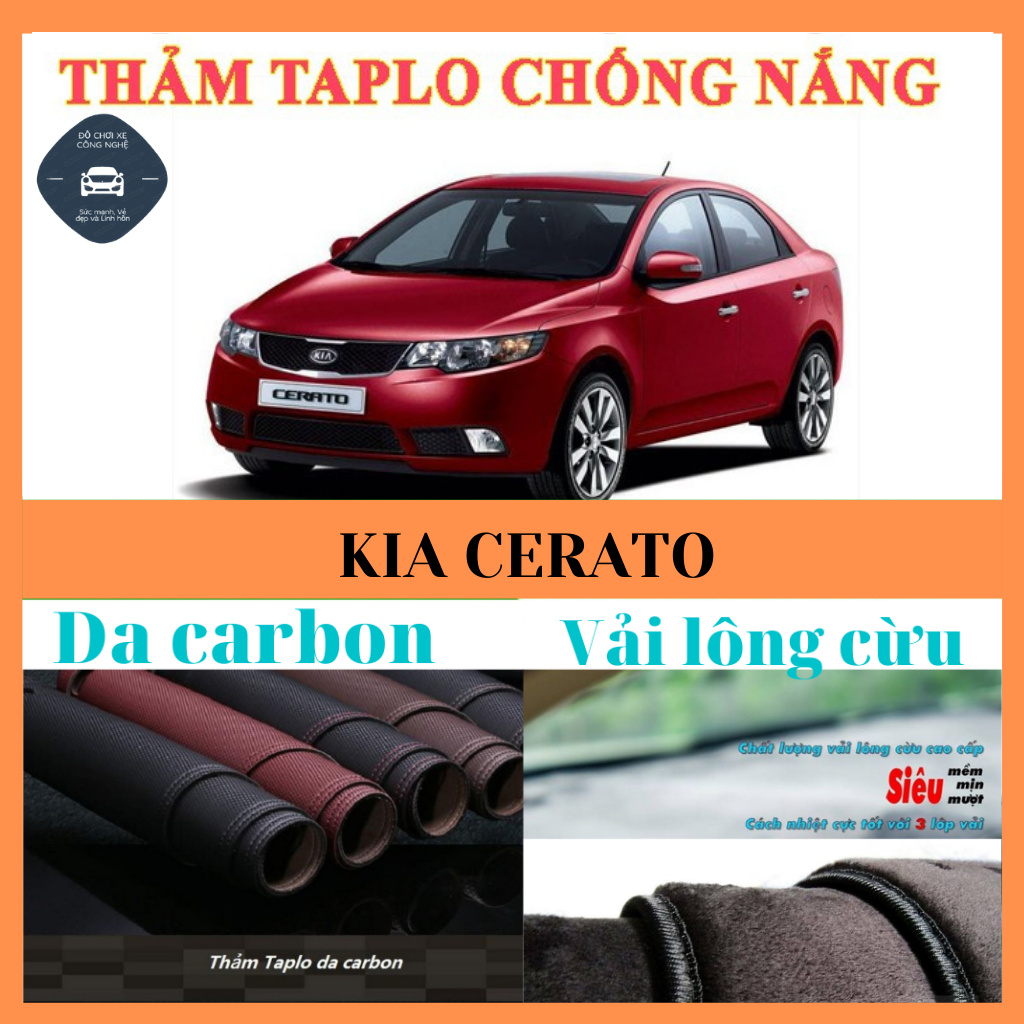 Thảm taplo cho KIA CERATO / Forte / K3 bằng lông Cừu 3 lớp hoặc Da Cacbon