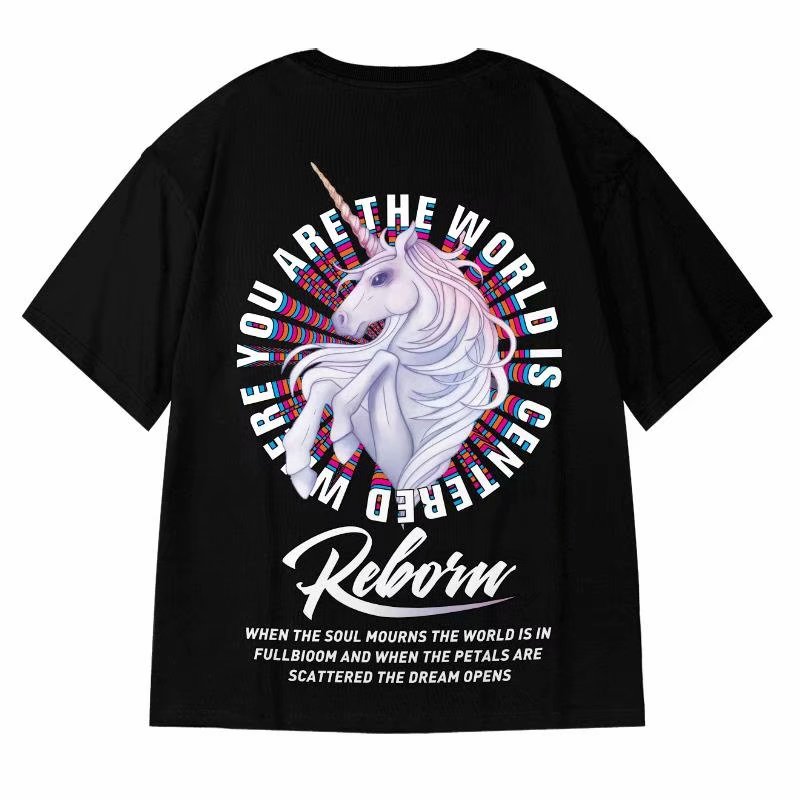 Áo Thun Tay Ngắn In Hình Kỳ Lân Đáng Yêu Cho Nữ Size M-8Xl