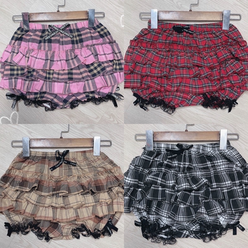 Rẻ vô địch Set Bộ Quần tầng caro đính nơ Kèm Áo Ống Trơn alohashop91