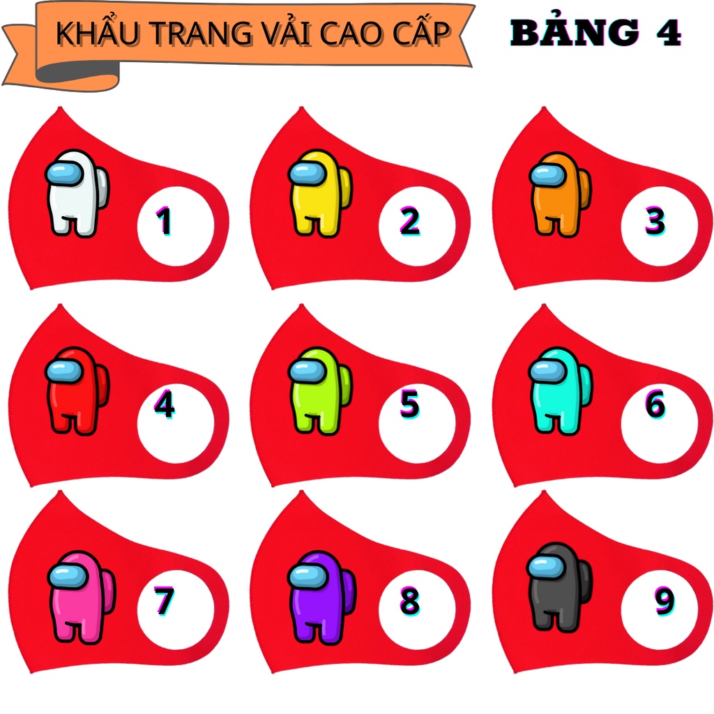 (45 MẪU) 1 CÁI KHẨU TRANG AMONG US - MÀU ĐỎ | BigBuy360 - bigbuy360.vn