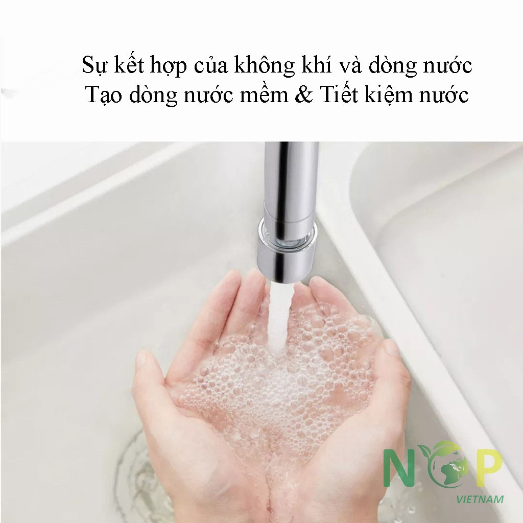 Đầu vòi nước xoay 360 độ, tiện ích, tạo bọt, tăng áp, hai chế độ nước Waternymph N28