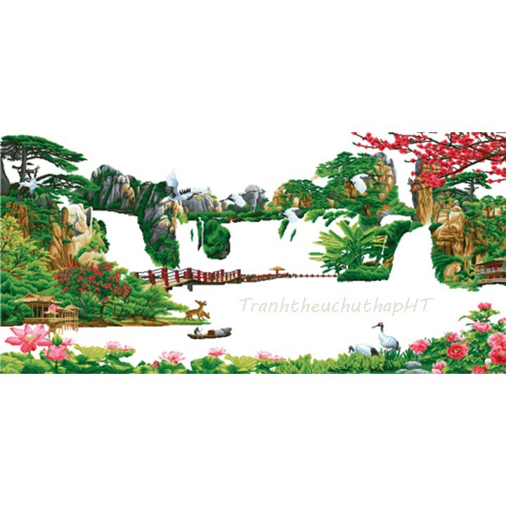 Tranh thêu chữ thập 3D Phong cảnh lưu thủy sinh tài LV3317, LV3318, LV3319 - tự thêu