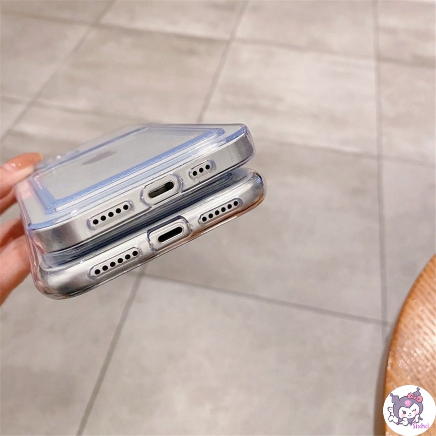 Ốp Lưng Transparent Card Holder Case Compatible For iPhone 7 8Plus X Xs Xr For iPhone 15 11 14 13 12 Pro Max SE2020 Xs Max Casing Ins Put In Card Photos Soft TPU Shockproof Back Cover
