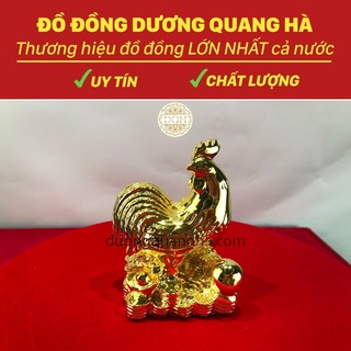 Tượng đồng gà ngọc mạ vàng đồ đồng phong thủy trong bộ 12 con giáp chất liệu đồng vàng kích thước 10*8cm