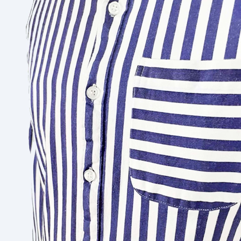 Striped Shirt Havias sơ mi nam dài tay sọc xanh vải Cotton 100% cao cấp