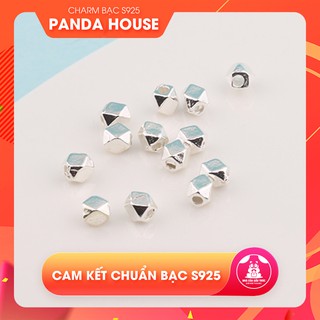 Charm bạc s925 hình bi vuông mài giác - Panda House