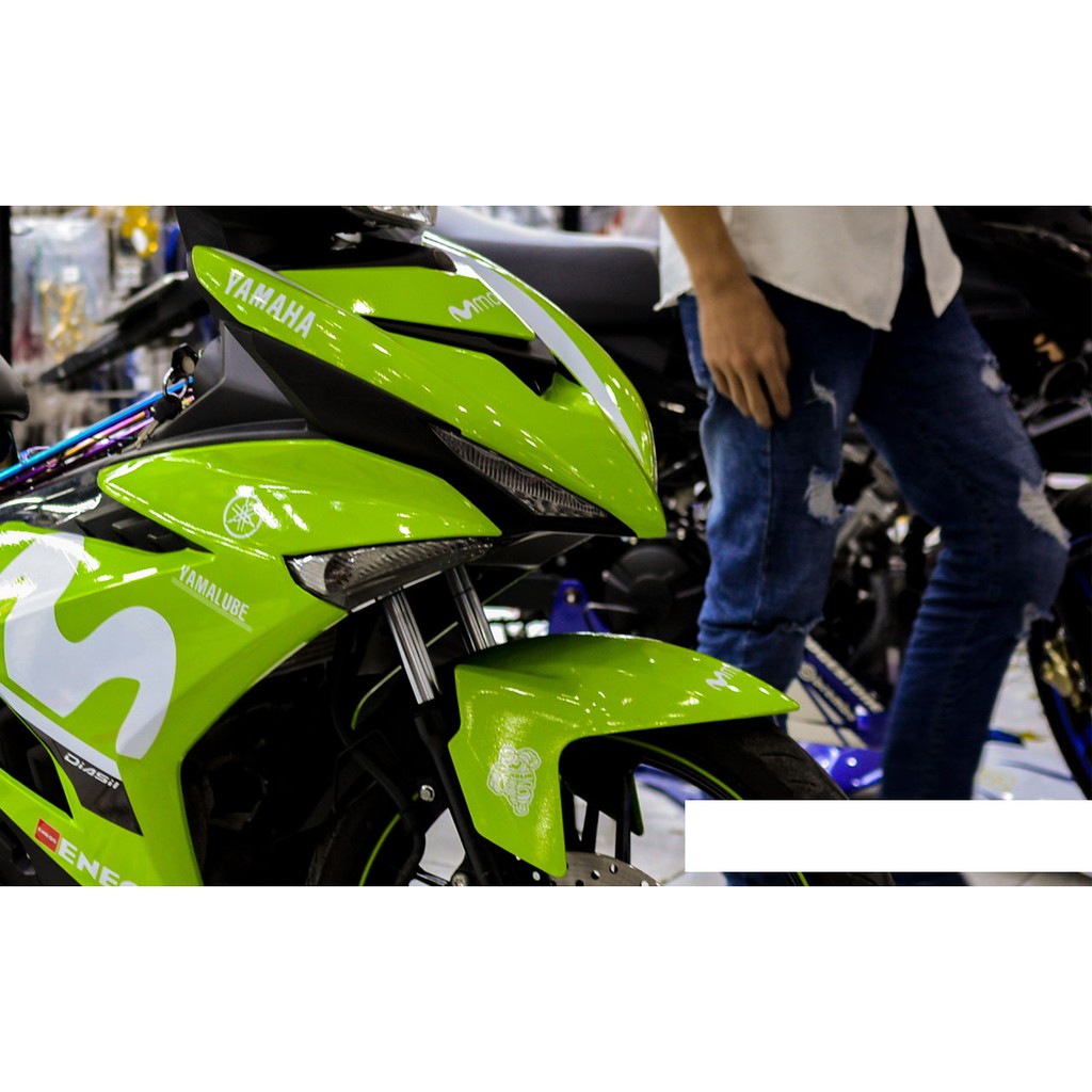 Tem trùm exciter 150 movistar xanh lá mẫu mới, độ team trùm decal xe máy ex dán đời 2015-2020