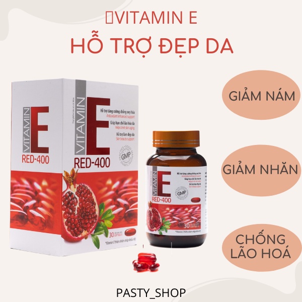 Vitamin E đỏ viên uống đẹp da giảm nám mờ nhăn chống lão hoá