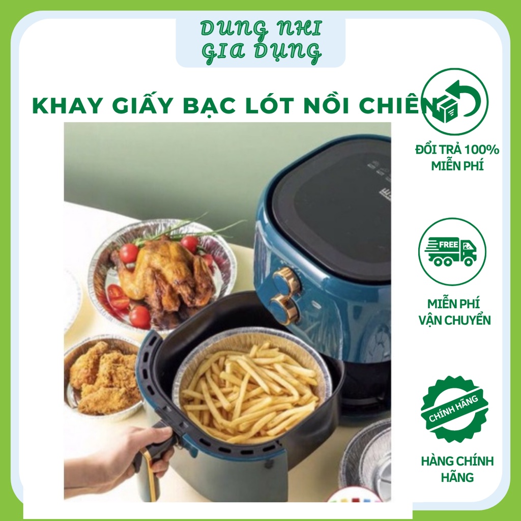 Khay Giấy Bạc Lót Nồi Chiên Không Dầu Size 18 Khay Bạc Đựng Thức Ăn Có Thể Sử Dụng Cho Cả Lò Nướng