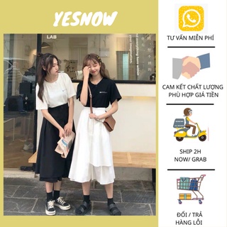 CHÂN VÁY XÒE KIỂU VẠT LỆCH ULZZANG HOT MÀU ĐEN TRẮNG BASIC