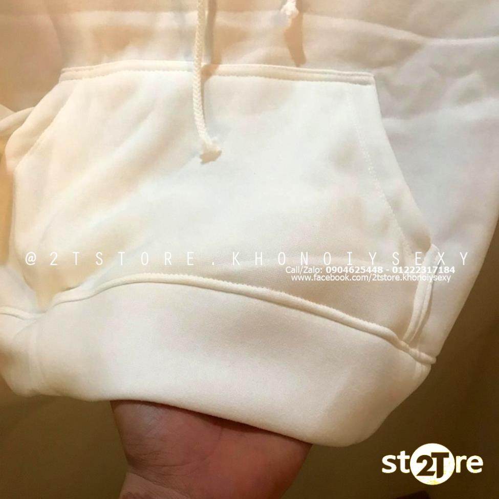 Áo hoodie unisex 2T Store H05 màu trắng - Áo khoác nỉ chui đầu nón 2 lớp dày dặn đẹp chất lượng 🌺