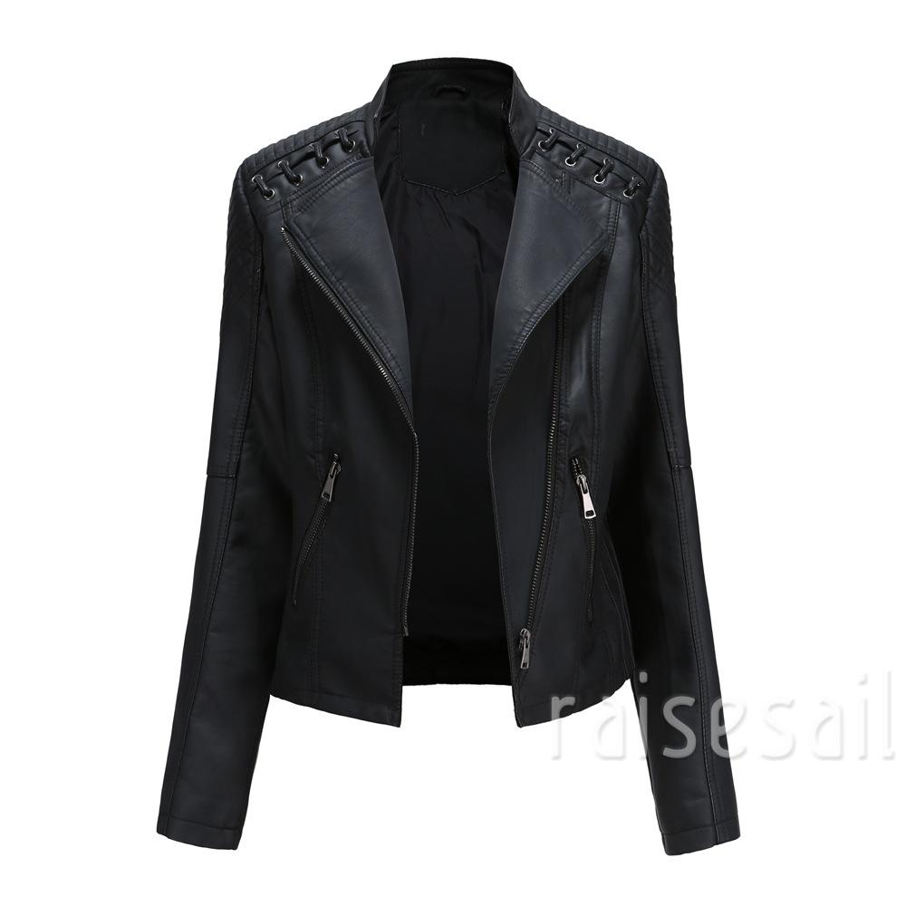 Áo Khoác Da Giả Khóa Kéo Thời Thượng Thời Trang Cho Nữ