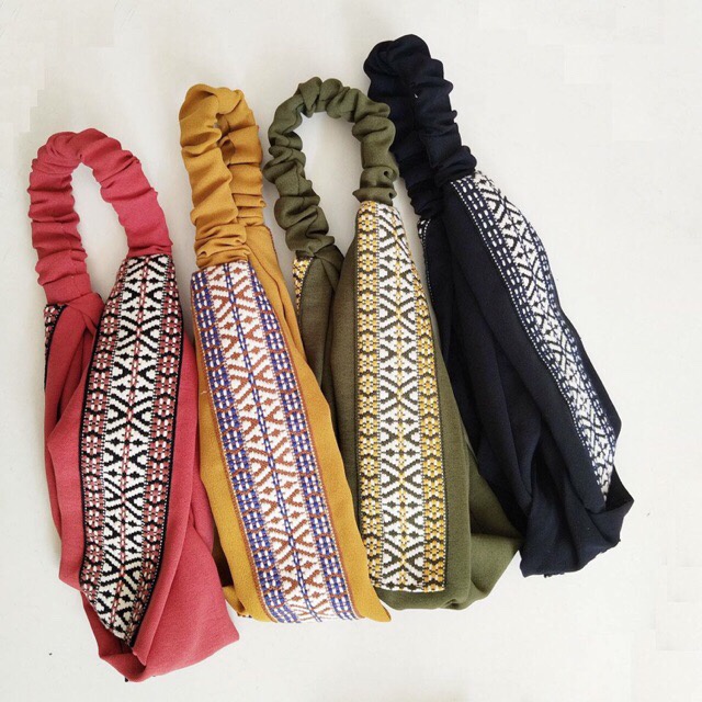 Băng đô cài tóc boho thổ cẩm nữ vải mềm du lịch đi chơi băng đô chun thời trang co giãn - The Collar Box