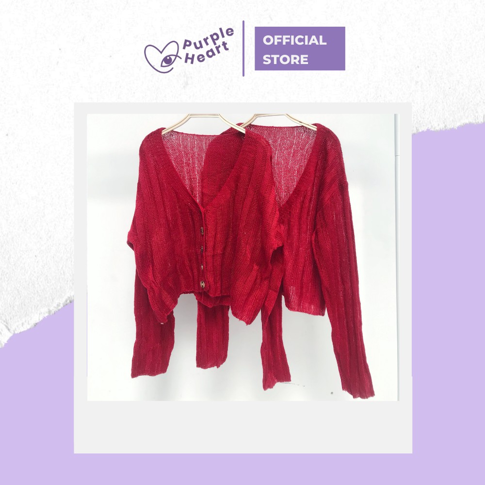 [HẾT HÀNG] Cropped Cardigan - Áo khoác cardigan mỏng cho nữ Purple heart