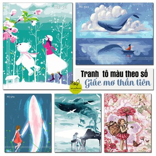 Tranh tô màu theo số - Tranh sơn dầu số hóa Giấc mơ thần tiên kích thước 40x50cm (có khung)