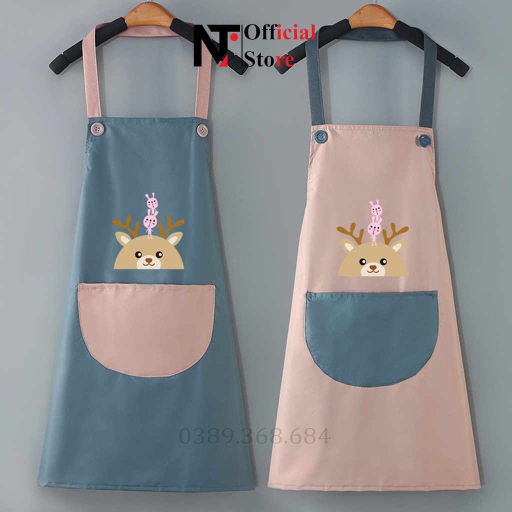 Tạp dề nấu ăn phong cách Hàn Quốc, Tạp dề chống nước cao cấp có khăn lau 2 bên, túi đựng đồ phía trước - NT Store