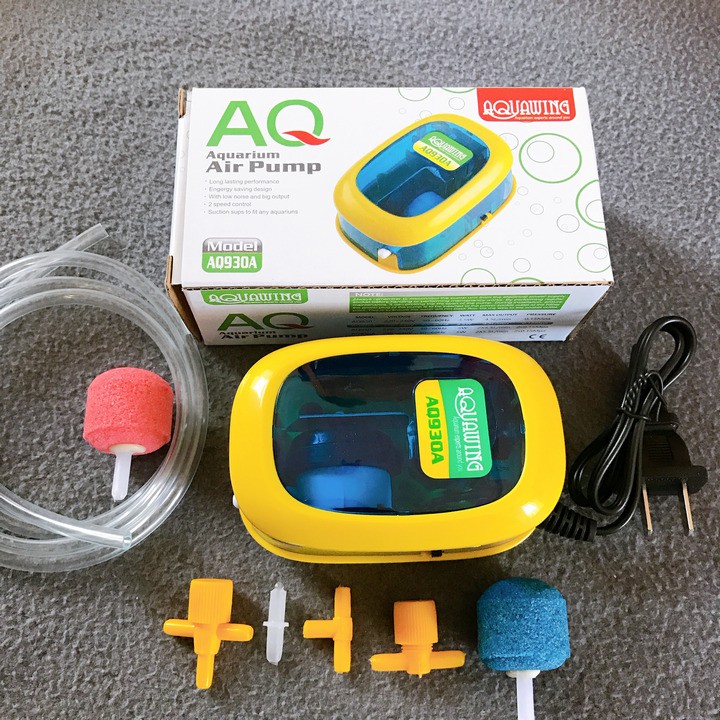 Khi Mua Máy Oxi AQ 930A 1 vòi 3w kèm 1m dây,1 viên sủi cho hồ cá cảnh tặng y như hình
